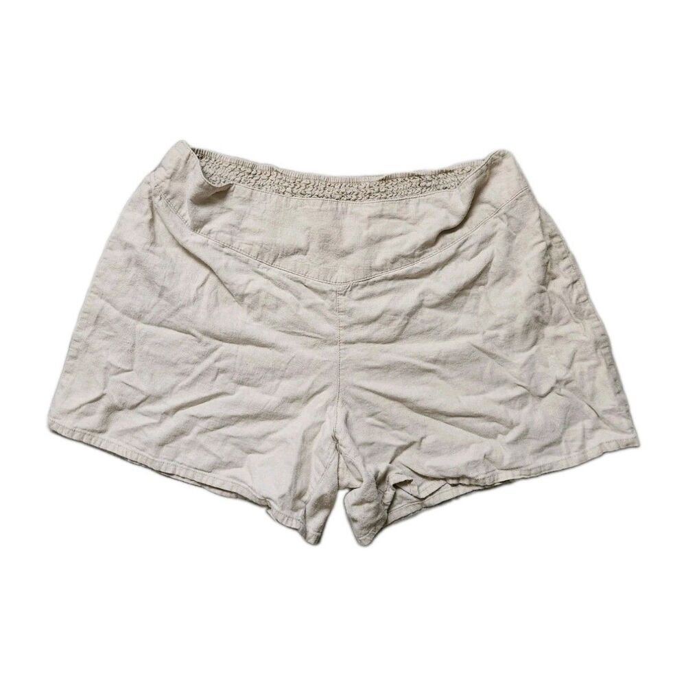 Cato Linen Blend Pull-On Shorts Tan Beige High Rise Relaxed Womens 18/20W GUC